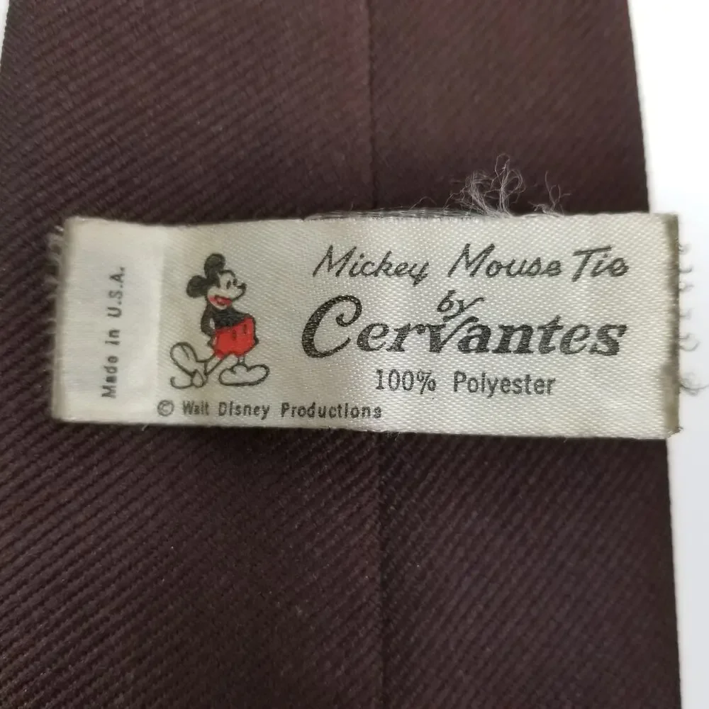Vintage Mickey Mouse Tie By Cervantes Brown Polyester